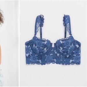 Aerie Show Off Real Lace Balconette Bra 32D NWT